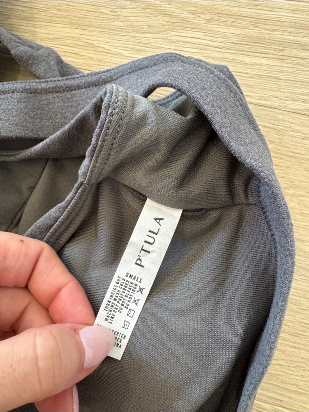 P'tula Charcoal Gray Seamless Crossover Sports Bra. Size small. Worn once - Picture 3 of 3